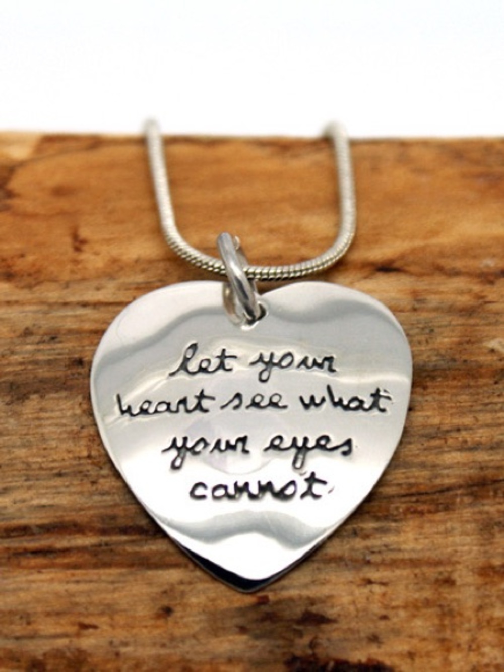Sterling Silver Inspirational Quote Heart Pendant